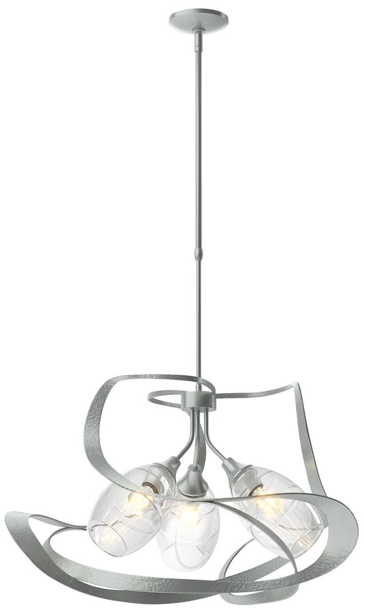 Nest 30.6" Wide Vintage Platinum Pendant With Clear Glass Shade