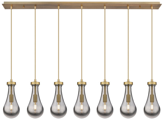 Newton Bell 51.75" Wide 7 Light Matte Black Linear Pendant With Seedy