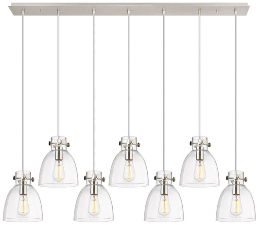 Newton Sphere 51.75" Wide 7 Light Matte Black Linear Pendant w/ Clear