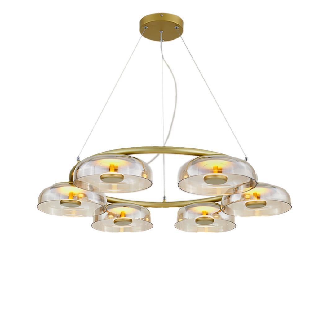 Blossi Chandeliers 6heads ? 31.5″ x H 59″ / Dia 80cm x H 150cm / Brass & Clear / Warm Light Chandelier