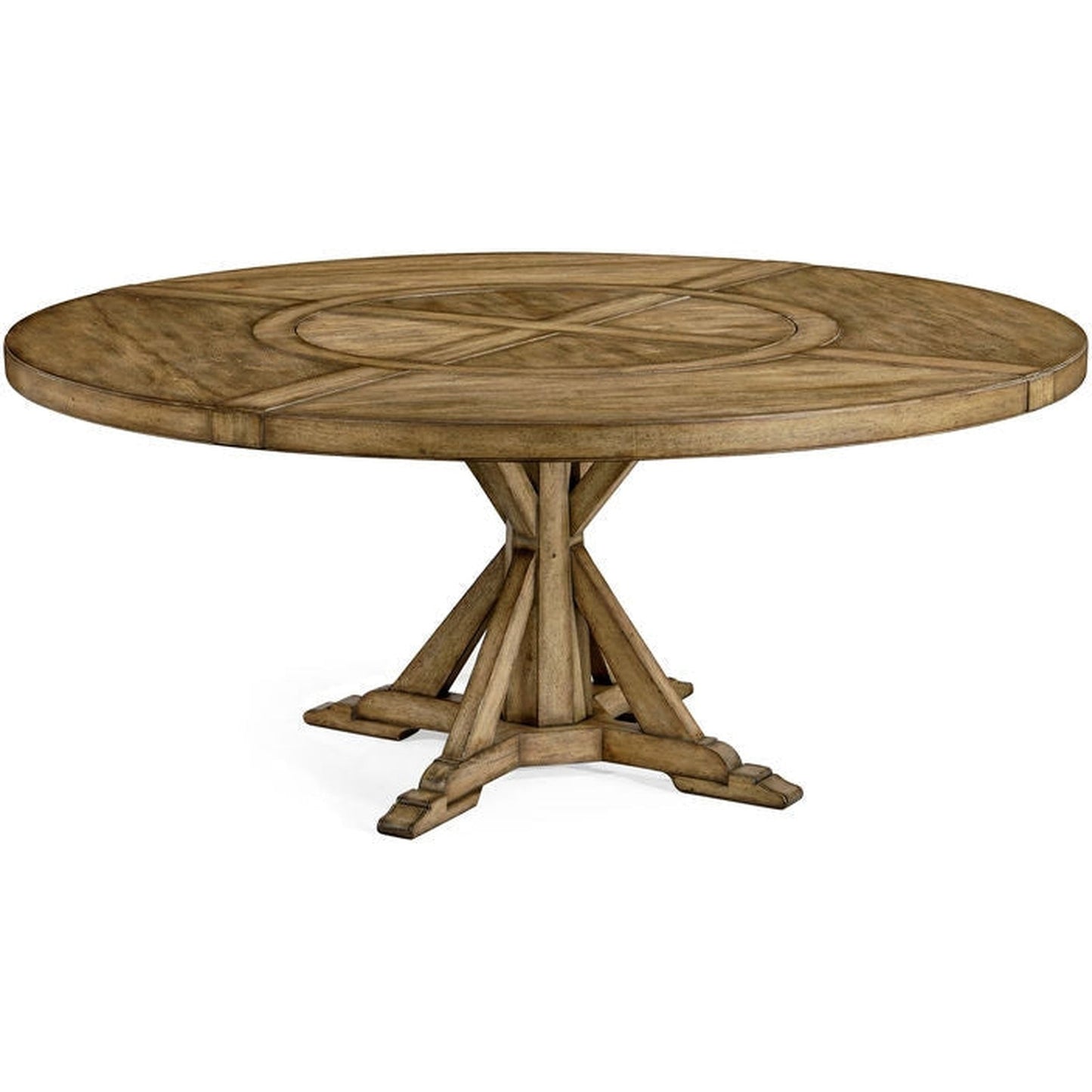 Jonathan Charles 72" Medium Brown Driftwood Round Dining Table with Inbuilt Lazy Susan (491101-72D-DTM)