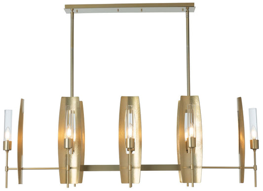 Passage 52.1" Wide 8-Light Modern Brass Pendant With Clear Glass Shade