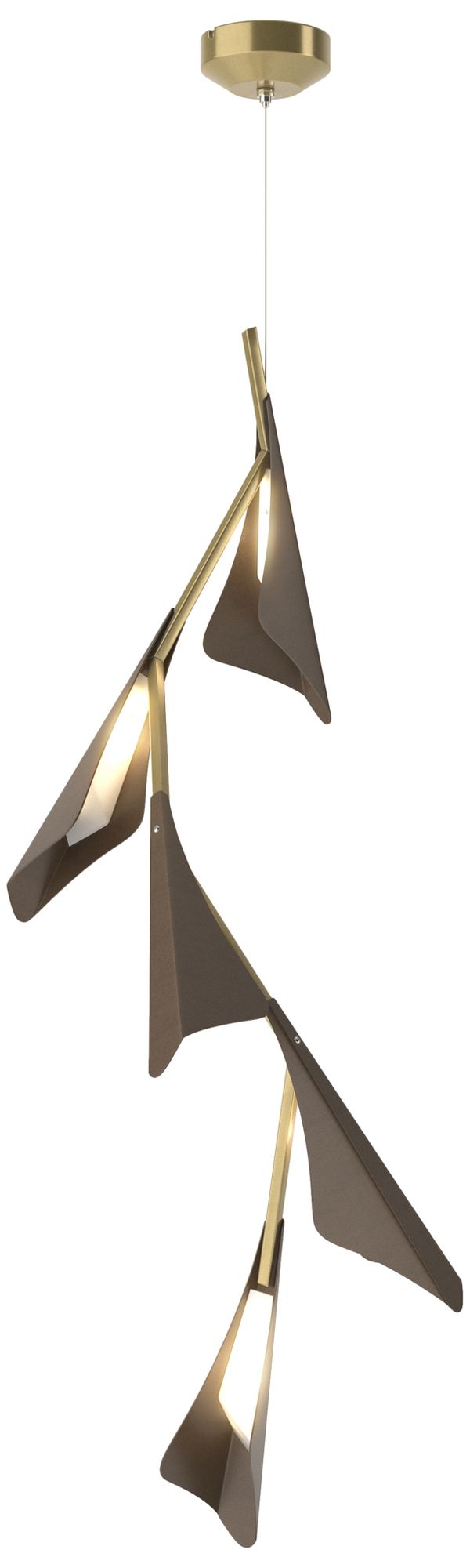 Plume 15"W 5-Light Bronze and Modern Brass Standard LED Pendant