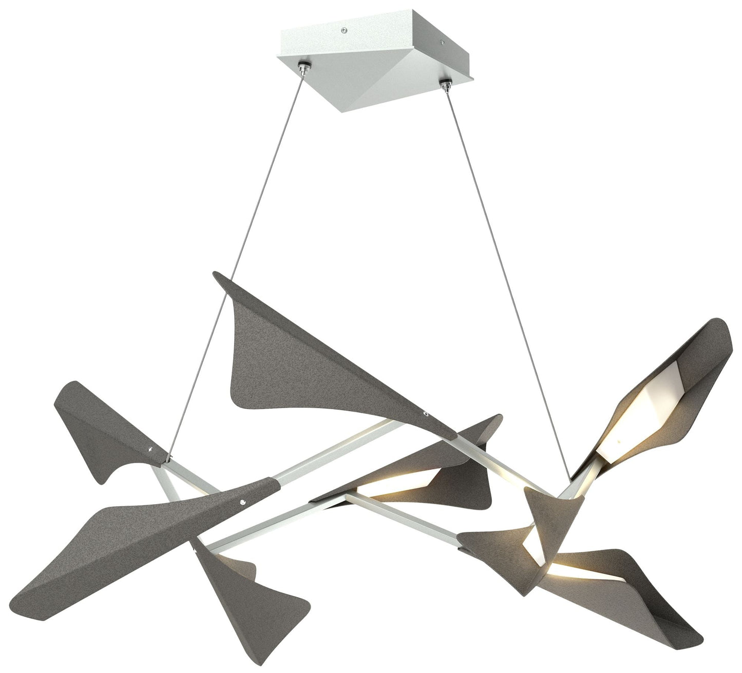 Plume 37.6"W 8-Light Iron and Vintage Platinum Standard LED Pendant