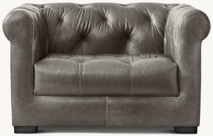 Modena Chesterfield Leather Chair With Tufted Cushion