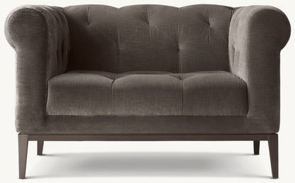 Italia Chesterfield Chair with Tufted Cushion - Metal Base