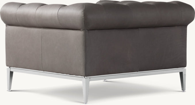 Italia Chesterfield Leather Chair - Metal Base
