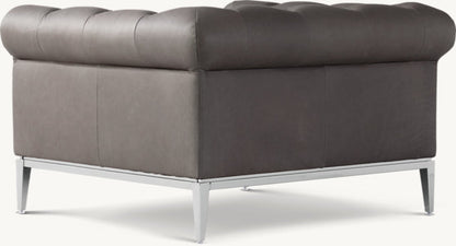 Italia Chesterfield Leather Chair - Metal Base