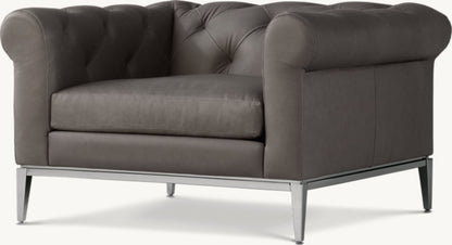 Italia Chesterfield Leather Chair - Metal Base