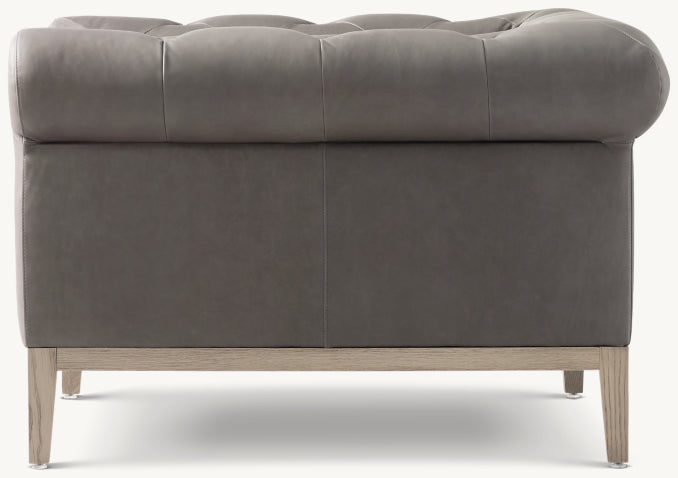 Italia Chesterfield Leather Chair - Oak Base