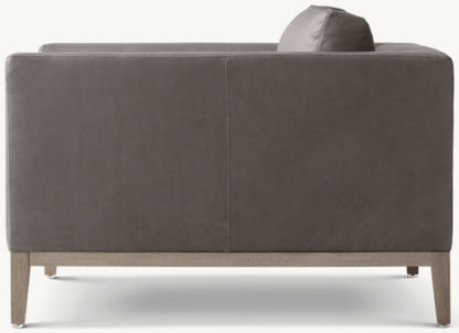 Italia Taper Arm Leather Chair - Oak Base