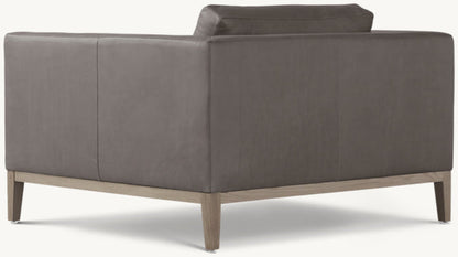 Italia Taper Arm Leather Chair - Oak Base