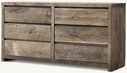 Reclaimed Rustic Oak 6-Drawer Dresser