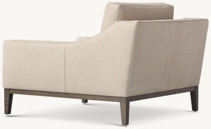 Italia Slope Arm Leather Chair - Oak Base