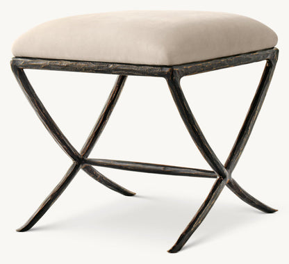 Thaddeus Leather X-Base Stool