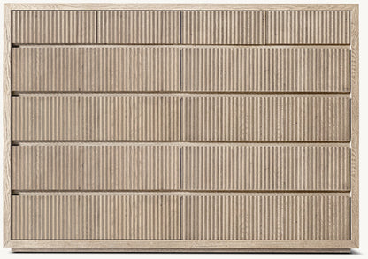 Reclaimed Oak Reeded 12-Drawer Dresser