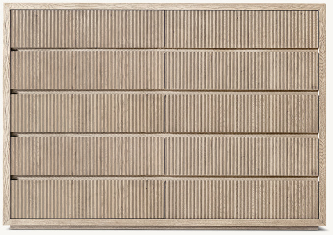 Reclaimed Oak Reeded 12-Drawer Dresser