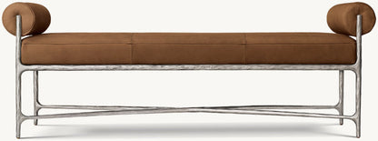 Thaddeus Leather Double Bolster End-of-Bed Bench