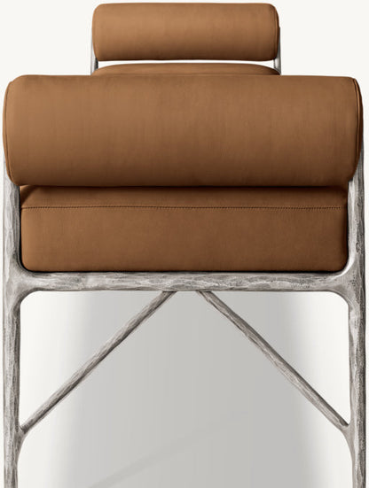 Thaddeus Leather Double Bolster End-of-Bed Bench