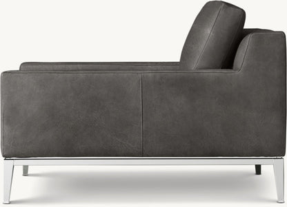 Italia Track Arm Leather Chair - Metal Base