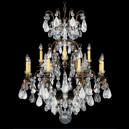 Schonbek Renaissance 13 Light 32" Wide Crystal Chandelier with Amethyst and Black Diamond Rock Crystals