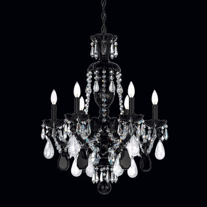 Schonbek Hamilton 6 Light 22" Wide Crystal Chandelier with Black Rock Crystals