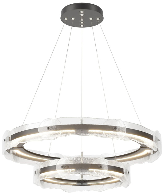 Solstice 36.6"W Tiered Black Standard LED Pendant w/ Clear Glass Shade