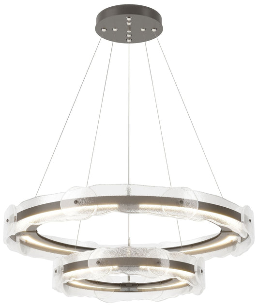 Solstice 36.6"W Tiered Dark Smoke Standard LED Pendant w/ Clear Glass