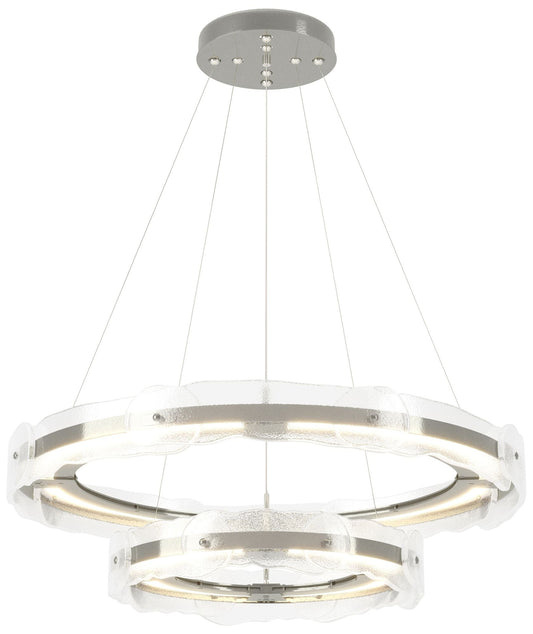 Solstice 36.6"W Tiered Sterling Standard LED Pendant w/ Clear Glass Sh