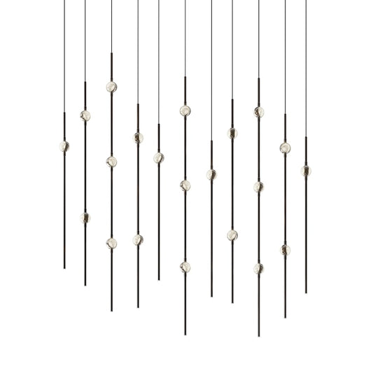 Sonneman Constellation 36" Wide LED Linear Pendant with Clear Faceted Acrylic Shades and 120" Cable - 2200K