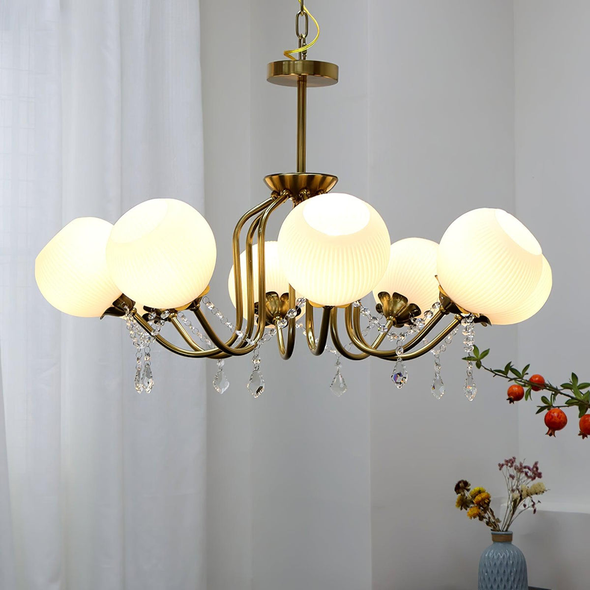Stamen Chandelier Dia 33.5″ x H 21.7″ / Dia 85cm x H 55cm / Copper & White Chandelier