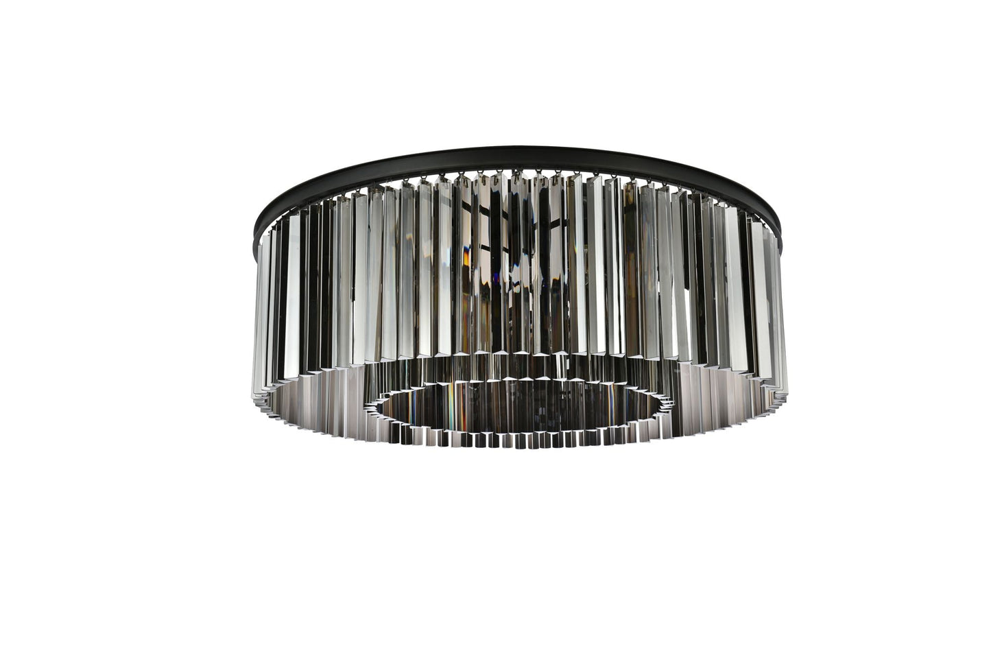 Sydney 10 Lt Matte Black Flush Mount Silver Shade (Grey)