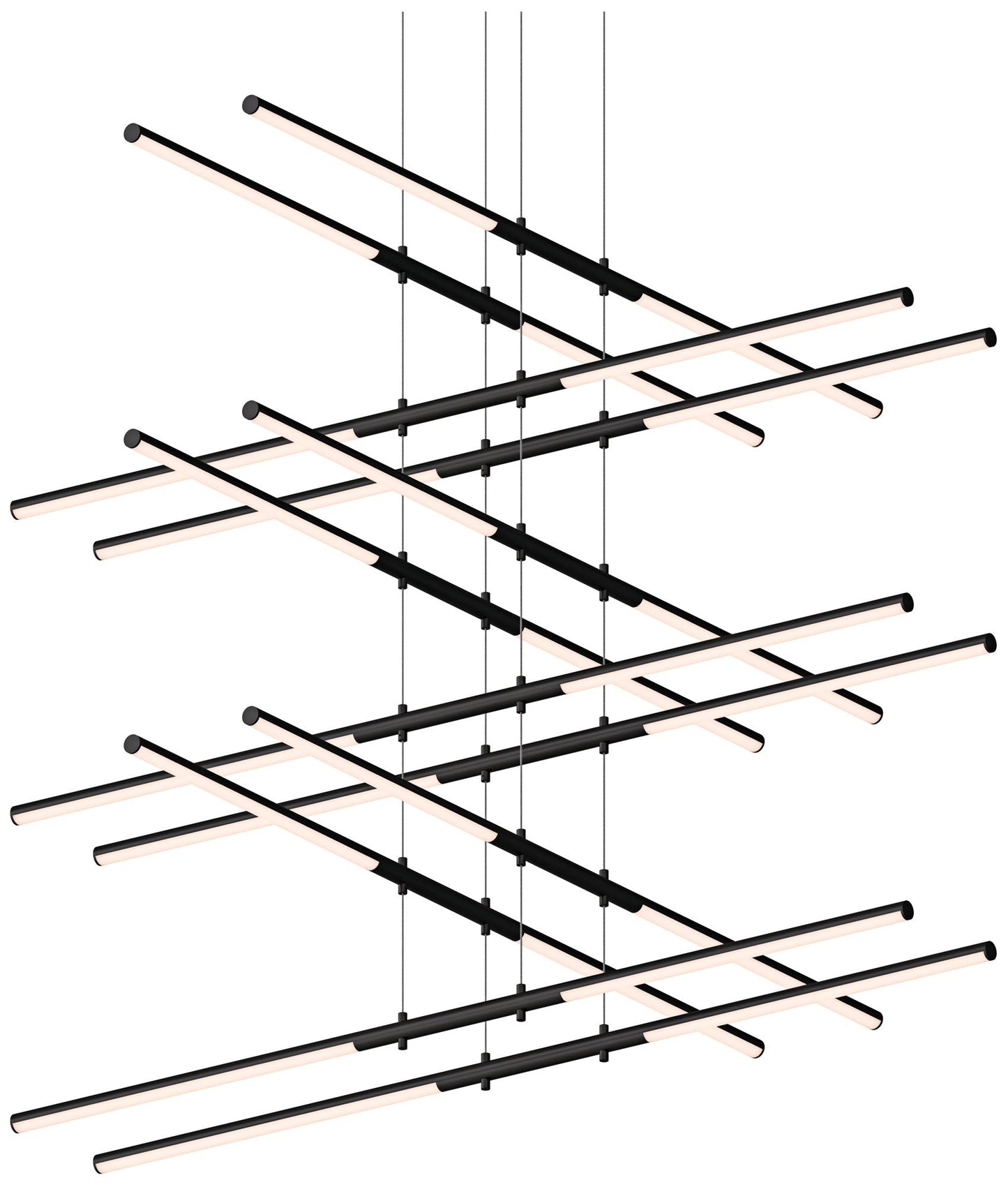 Tik-Tak�?47 1/2"W Black Stack 6-Tier 24-Light LED Pendant
