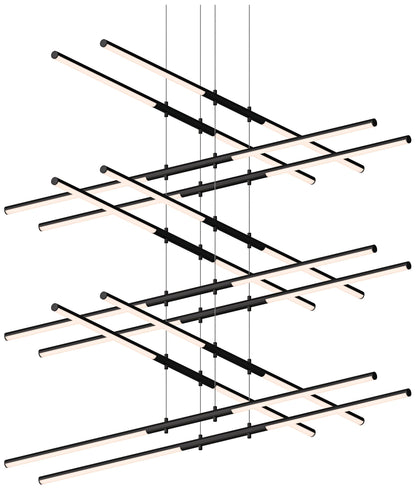 Tik-Tak�?47 1/2"W Black Stack 6-Tier 24-Light LED Pendant