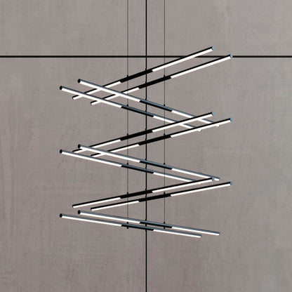 Tik-Tak�?47 1/2"W Black Stack 6-Tier 24-Light LED Pendant