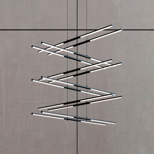 Tik-Tak�?47 1/2"W Black Stack 6-Tier 24-Light LED Pendant