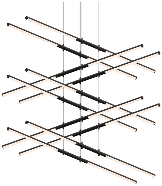 Tik-Tak Stack 47.5" Wide Satin Black LED Pendant