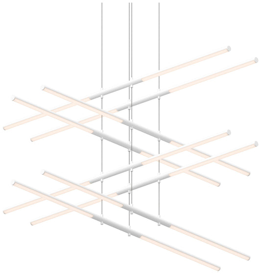Tik.Tak Stack 47.5" Wide Satin White 4.Tier LED Pendant