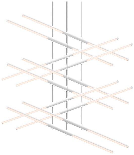 Tik.Tak Stack 47.5" Wide Satin White 5.Tier LED Pendant