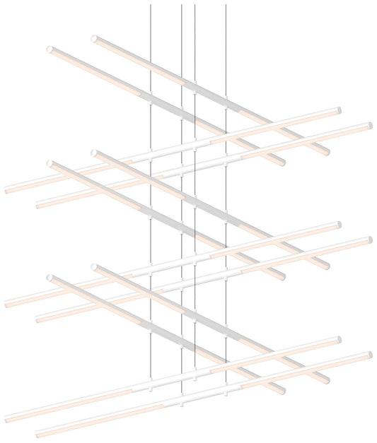 Tik.Tak Stack 47.5" Wide Satin White 6.Tier LED Pendant