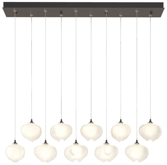 Ume 44.7"W 10-Light Rectangular Bronze Standard Pendant w/ Frosted Sha