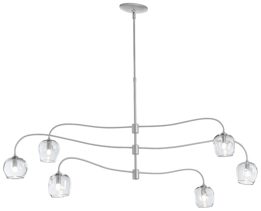 Ume 6-Light Large Pendant - Platinum Finish - Clear Glass - Standard Height