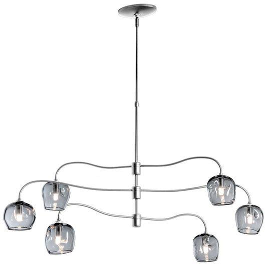 Ume 6-Light Pendant - Sterling Finish - Cool Grey Glass - Standard Height