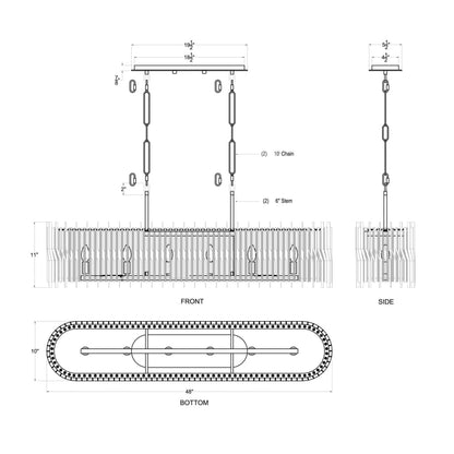 Varaluz Park Row 6 Light 48" Wide Linear Pendant