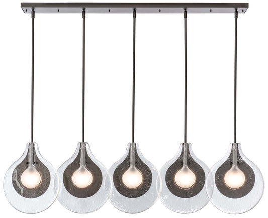 Veneto 53.4"W 5-Light Oiled Bronze Linear Pendant W/ Clear Frosted Sha
