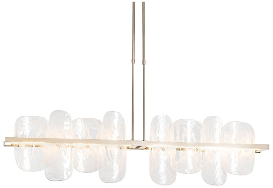 Vitre Large Linear LED Pendant - Gold Finish - White Glass - Long Height