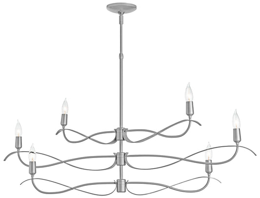 Willow 43.5" Wide 6.Light Small Vintage Platinum Chandelier