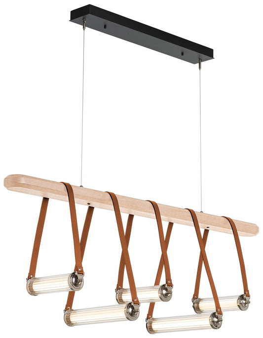 York Linear 5-Light LED Pendant - Nickel - Brown - Maple - Clear - Standard