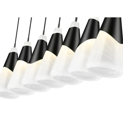 Z-Lite Aimie 7 Light 54" Wide Linear Pendant with 16" Tall White Swirl Glass Shades